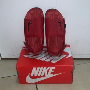 Nike Red and Black Adjustable Slide Sandals